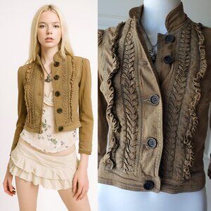 xoxo y2k tan cropped jacket